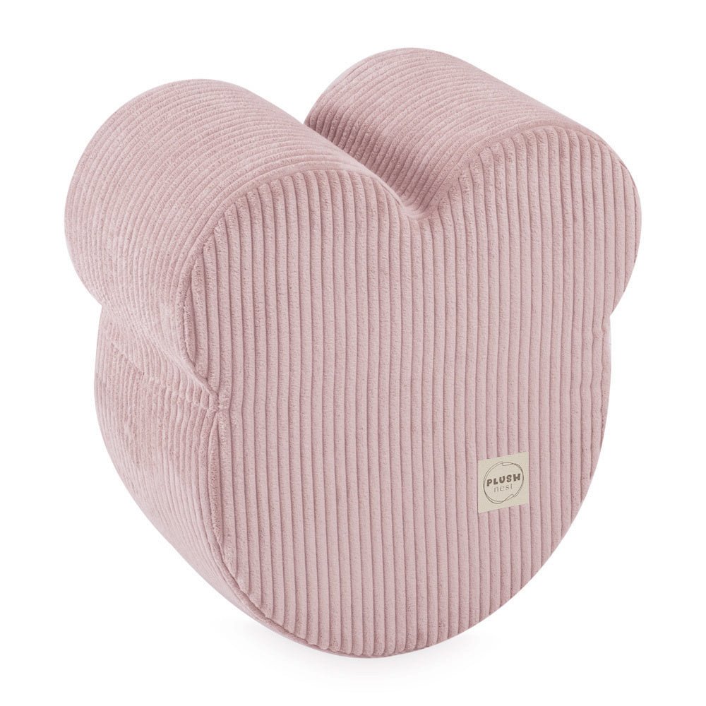 Pouf ourson 46x25 cm - Velours côtelé rose clair premium - Plush Nest by Misioo