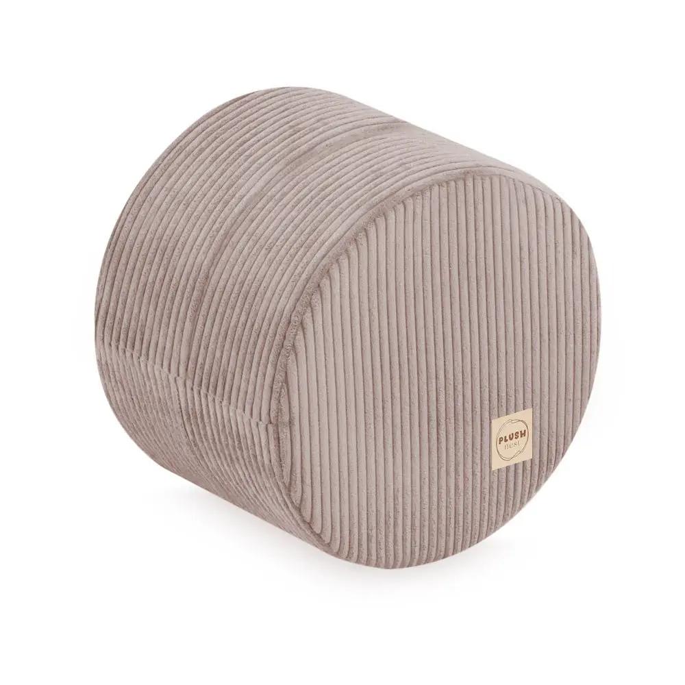 Pouf rond 40x30 cm - Velours côtelé beige premium, coussin de sol- Plush Nest by Misioo