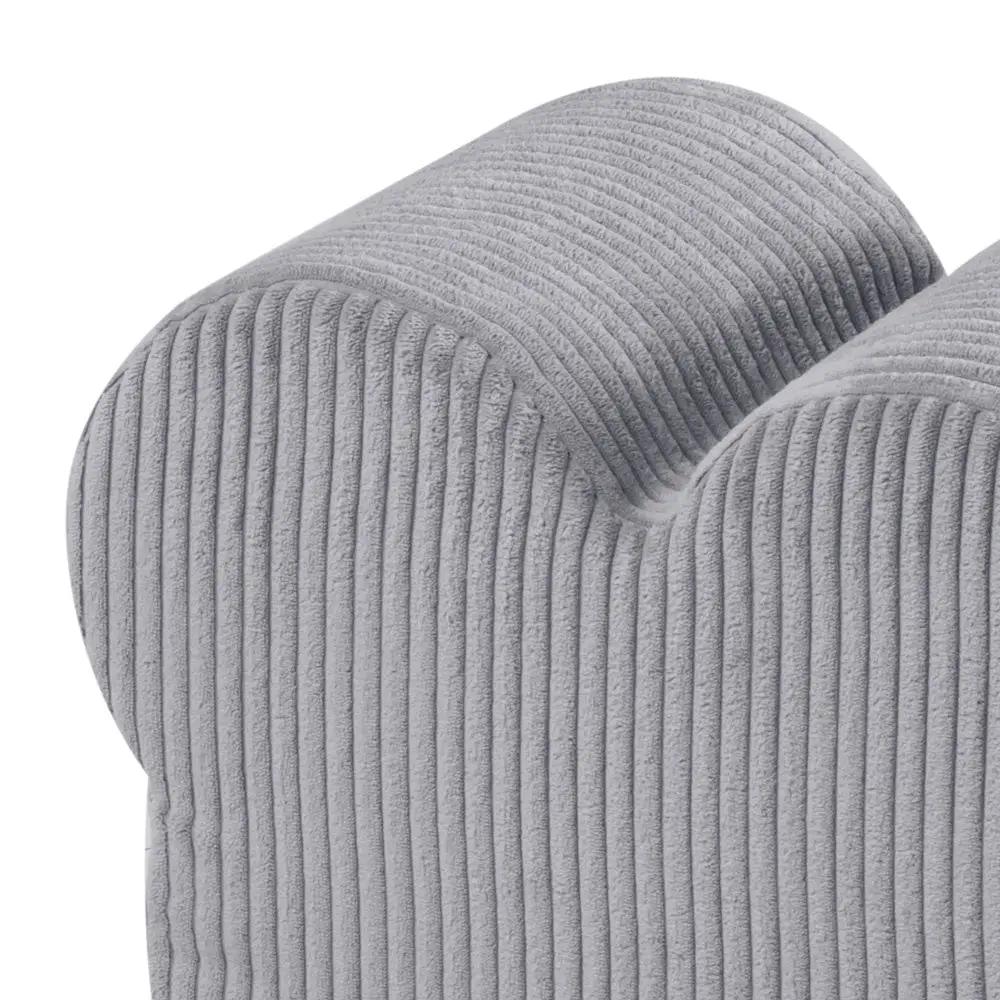 Pouf ourson 46x25 cm - Velours côtelé gris premium - Plush Nest by Misioo
