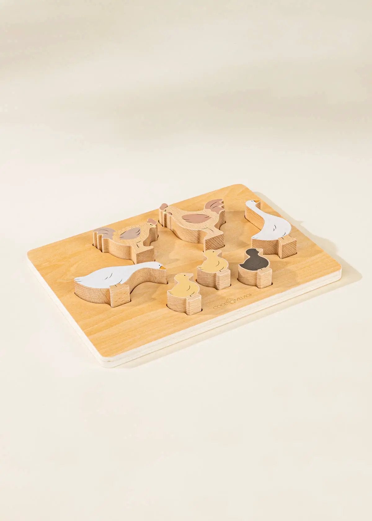 Ensemble de 6 animaux de basse-cour sur une assiette en bois - Coco Village by Coco Village