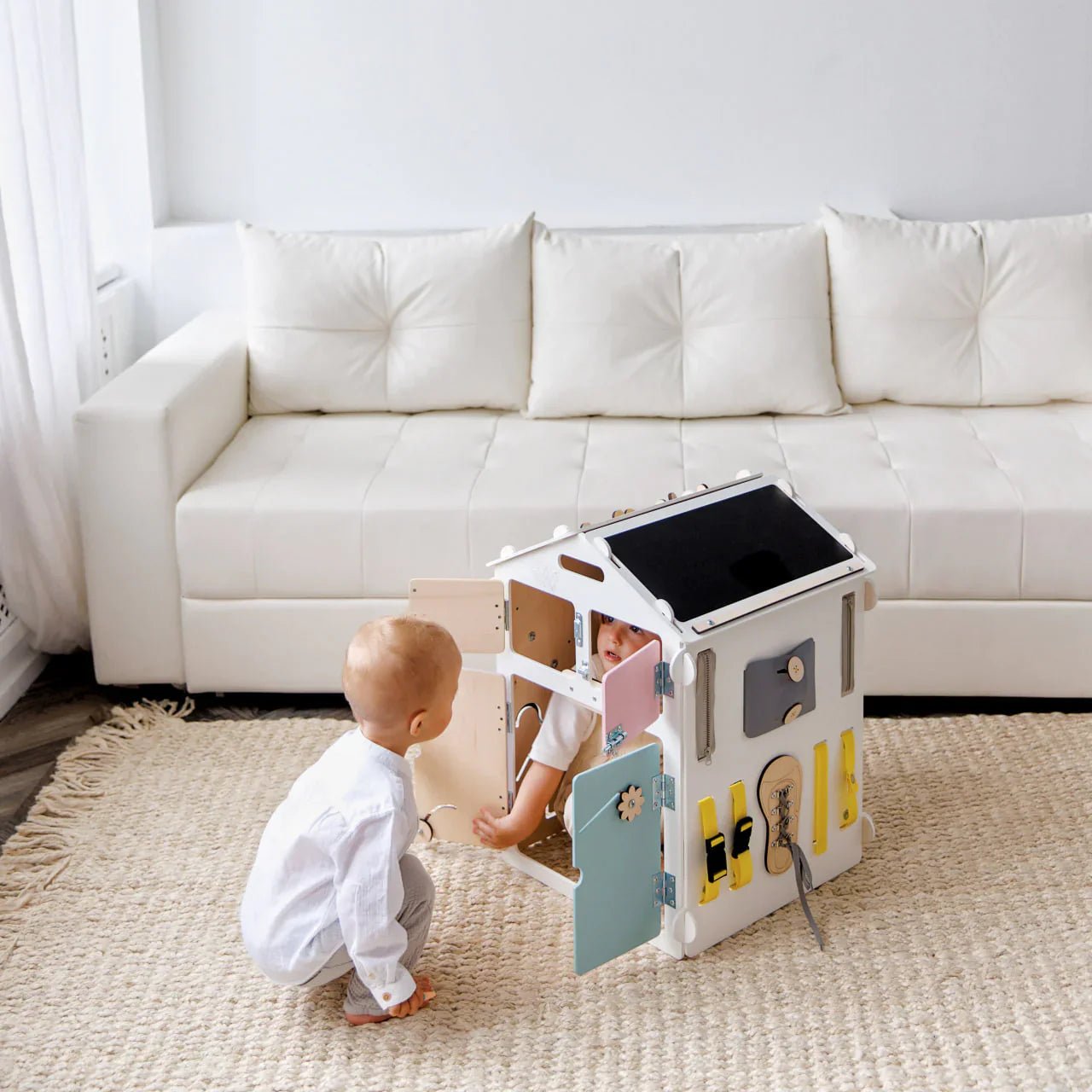 Maisonnette Éducative blanche - pastel, édition limitée, Bois Natura, 12 à 18 mois - BusyKids - myplayground