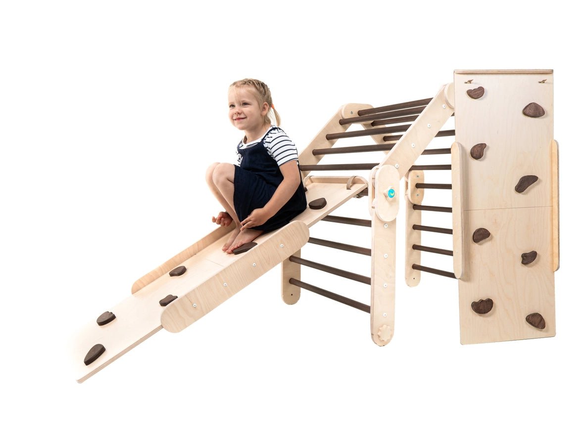 Set 3 en 1 Darkwood Pikler Avec Deux Rampes, Grimpeur Transformable - Happymoon - myplayground