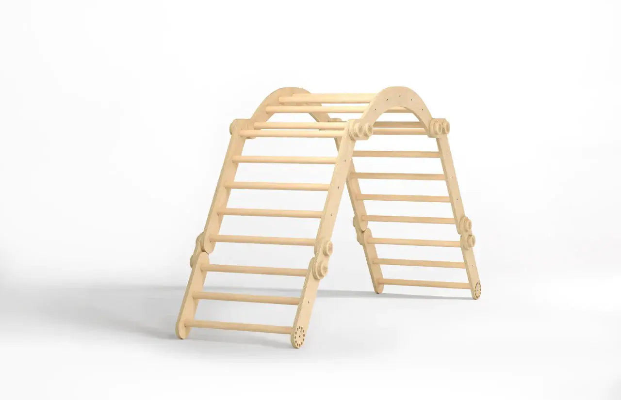 Ensemble d’escalade inclinable (set L avec Rocker) - bois brut (non verni), 18 à 24 mois - BusyKids by BusyKids