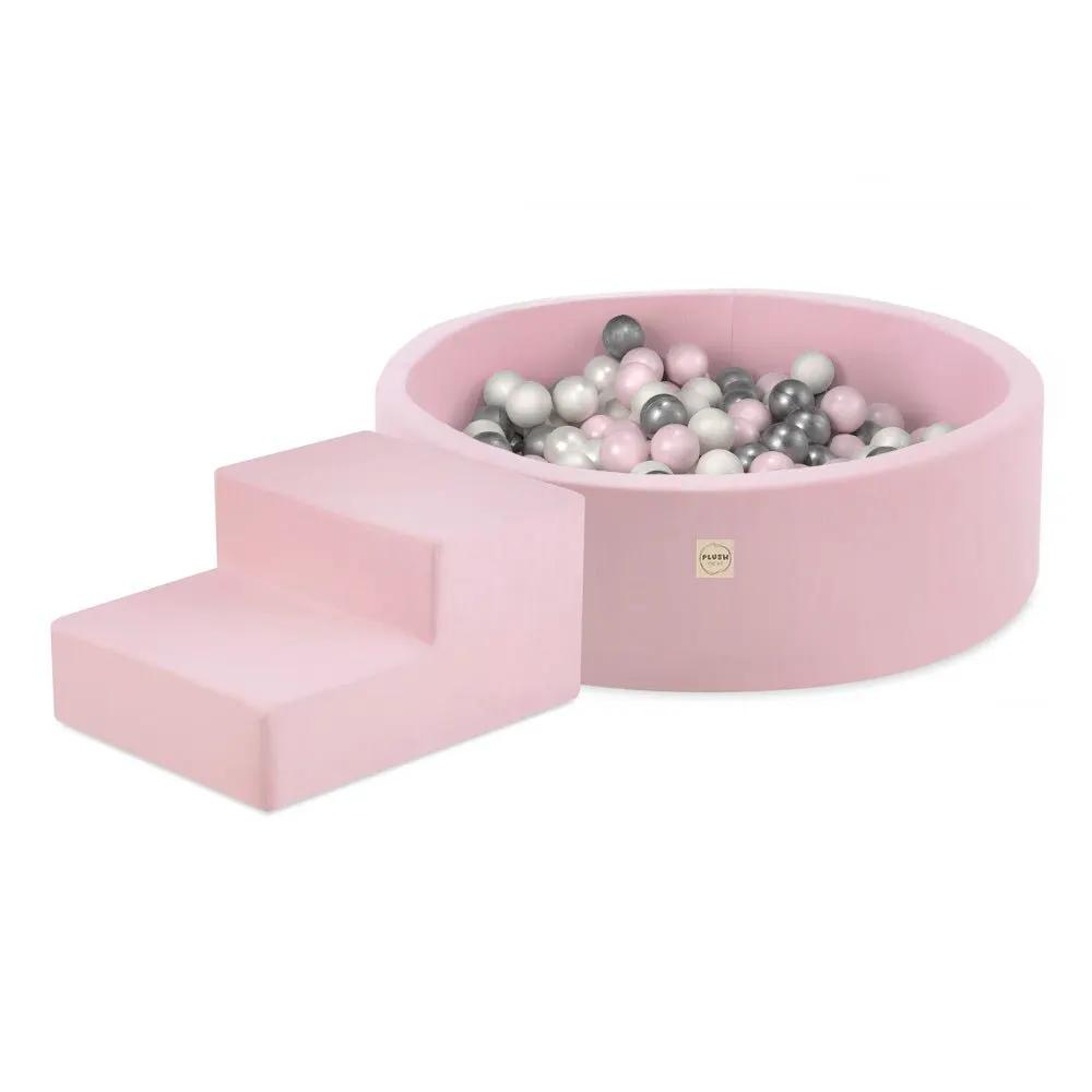 Terrain de jeu Dry pool + marche - rose smart, (+200 balles : perle, argent, perle rose clair) – Plush Nest by Misioo