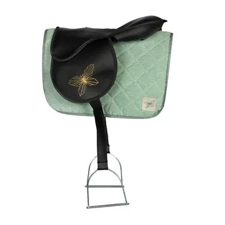 Tapis de selle et chapeau en velours côtelé vert pour cheval de loisir by ByASTRUP