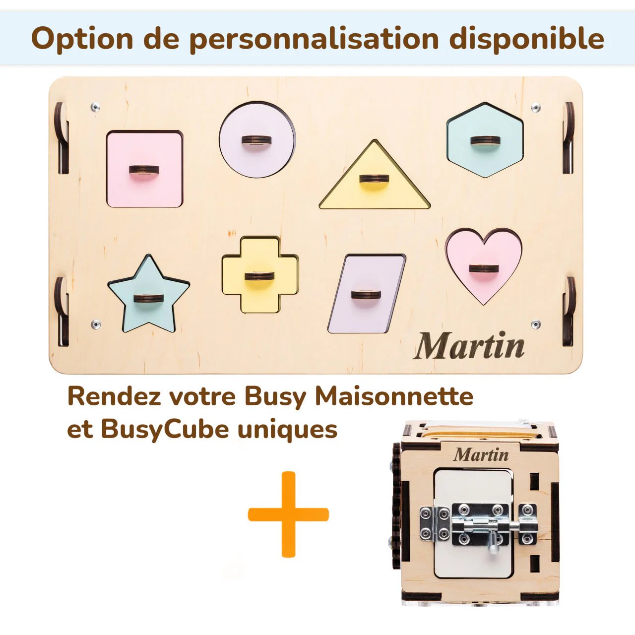 Ensemble Maisonnette et Cube Interactif - Natura/Pastel, bois natura - 12 à 18 mois - BusyKids - myplayground