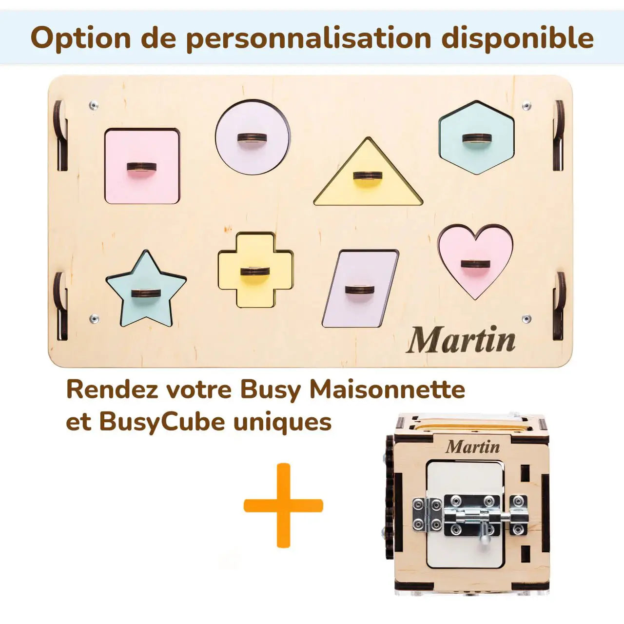 Ensemble Maisonnette et Cube Interactif - Natura/Pastel, bois natura - 12 à 18 mois - BusyKids by BusyKids