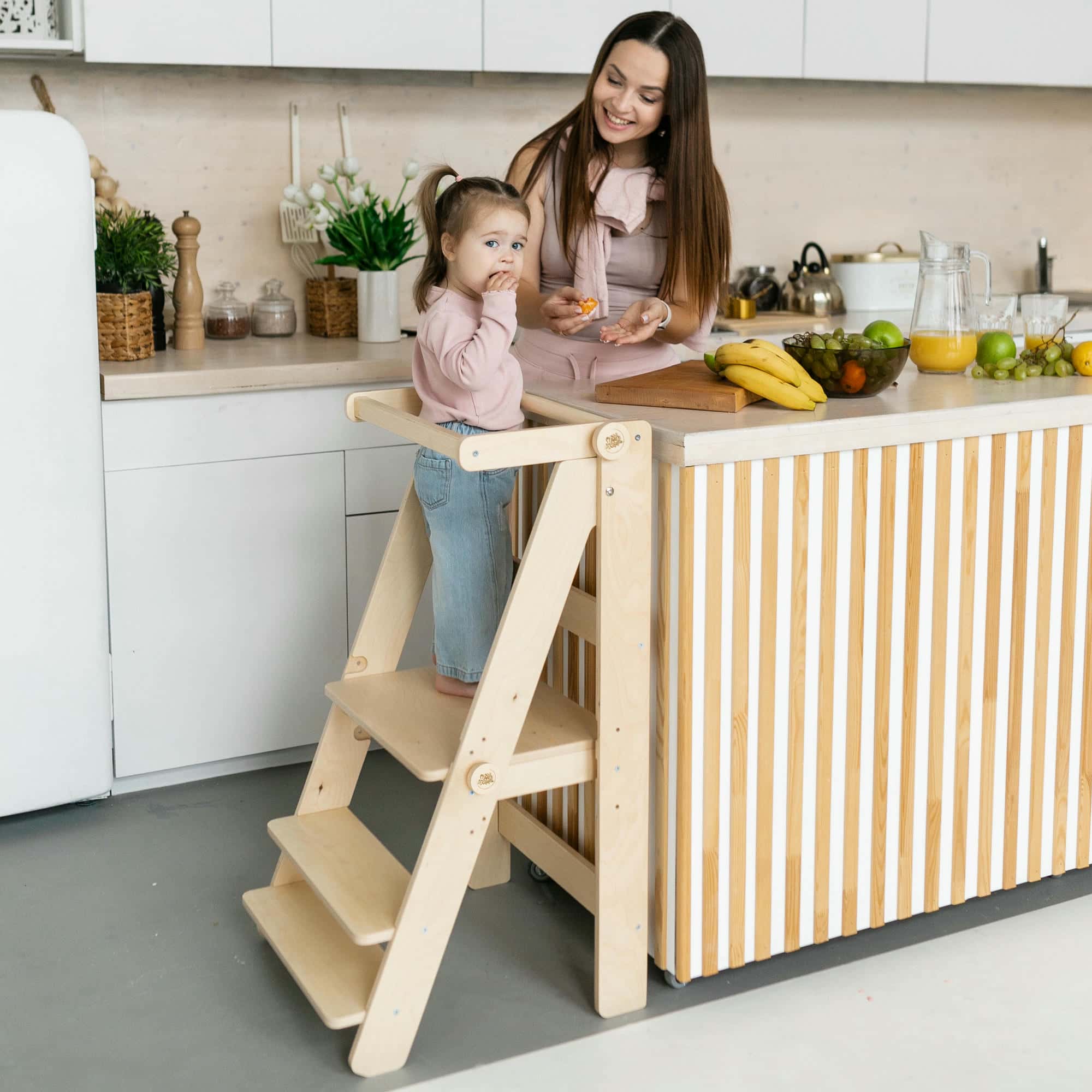 Tour d'Apprentissage Pliable - Bois Brut (non verni), 18 à 24 mois - BusyKids - myplayground