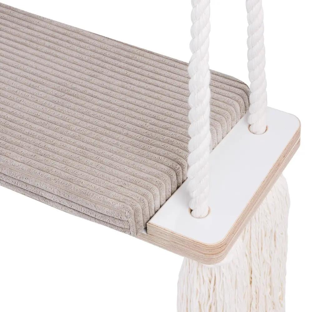 Balançoire d'intérieur plate - Velours côtelé beige premium - Plush Nest by Misioo