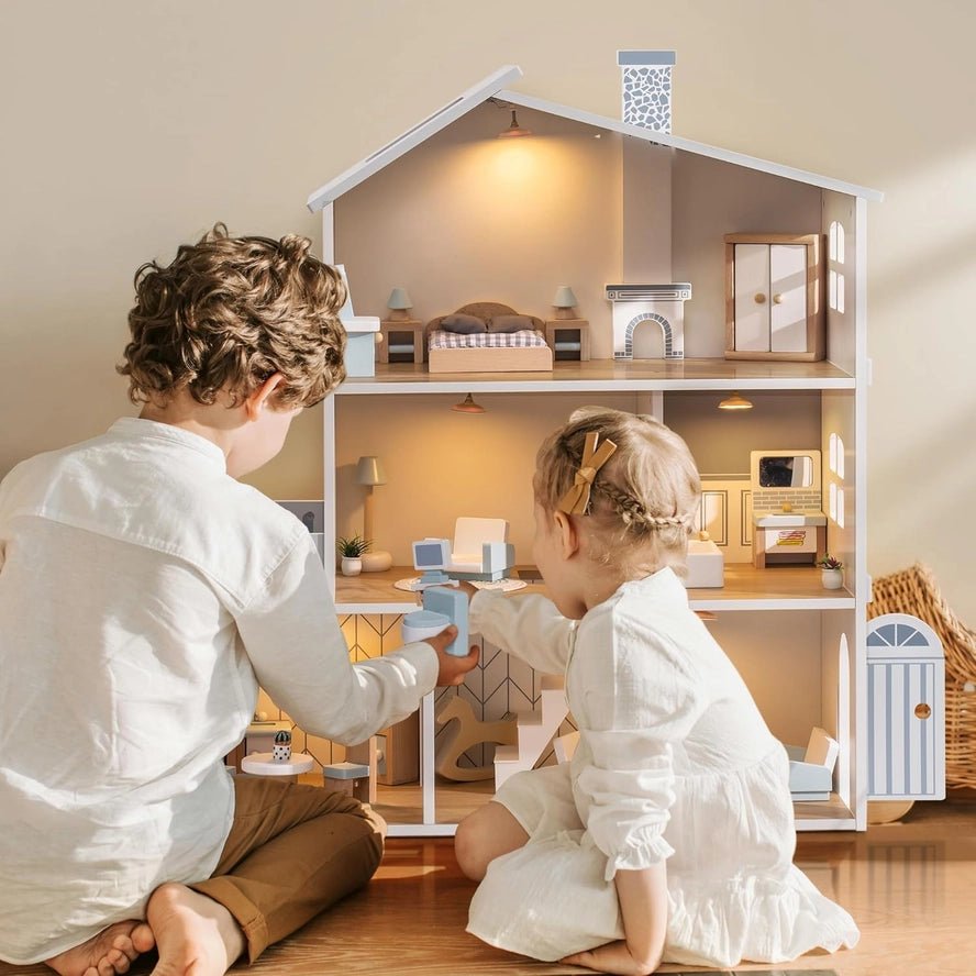 Maison de Poupée en Bois Robud à 3 Étages avec Mobilier - Robud & Mewoofun Official Store - myplayground