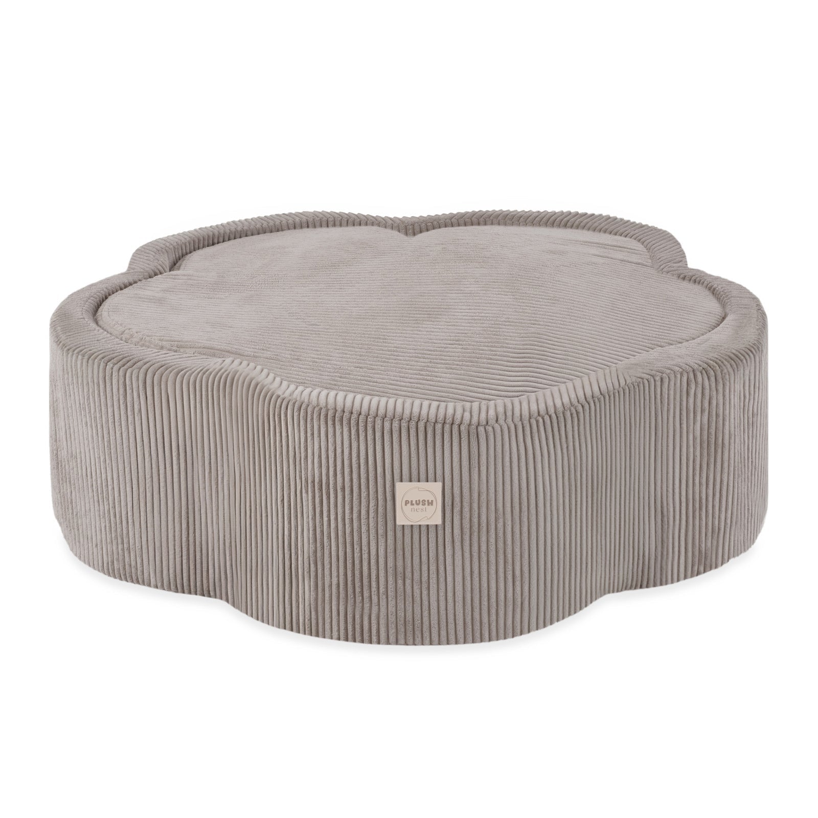 Piscine à balles avec tapis, 95x30, beige, velours côtelé premium, Floral Fun Zone (+ 200 boules perle, or, transparentes) -Plush Nest - Misioo by Misioo