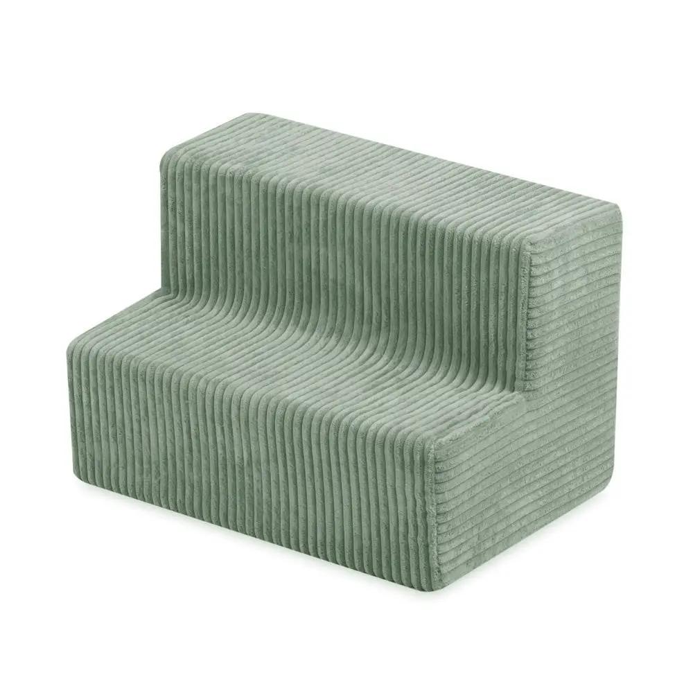 Château de terrain de jeu avec piscine +150 balles (perle, argent) – Velours côtelé vert premium – Plush Nest by Misioo