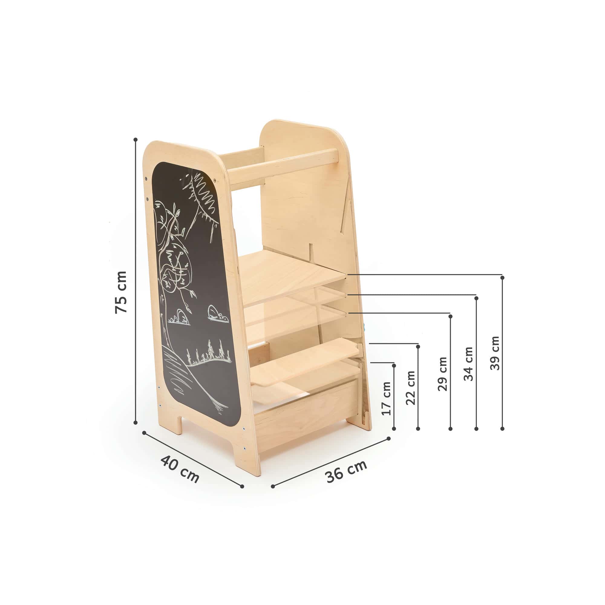 BusyKids - Tour d’Apprentissage Multifonctions 5 en 1 Menthe - Bois Brut (non verni) - 18 à 24 mois - myplayground