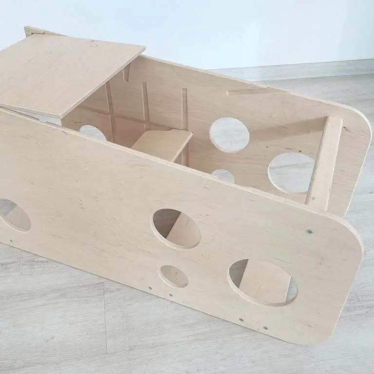 Tour Ajustable d’Apprentissage 3-en-1 XL - Bois Brut (non verni) - 18 à 24 mois - BusyKids by BusyKids
