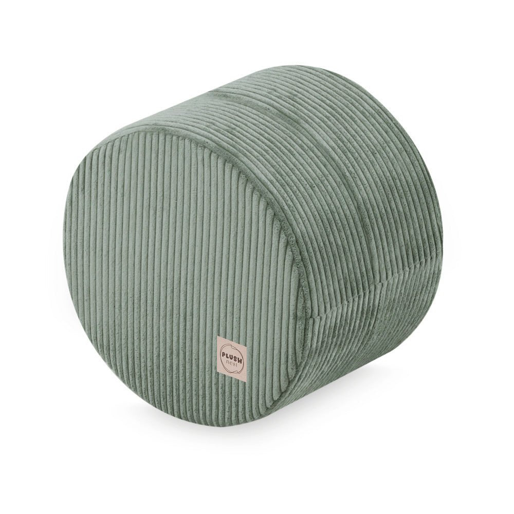 Pouf rond 40x30 cm - Velours côtelé vert premium, coussin de sol - Plush Nest - myplayground