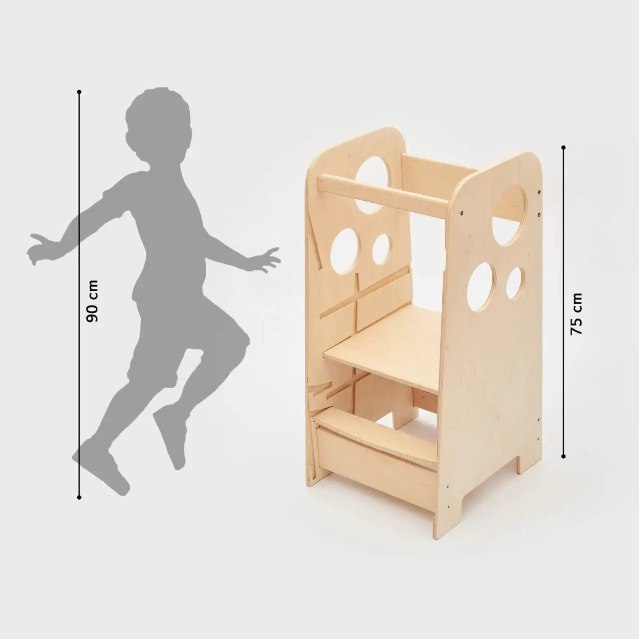 Tour Ajustable d’Apprentissage 3-en-1 - bois brut (non verni), 18 à 24 mois - BusyKids by BusyKids