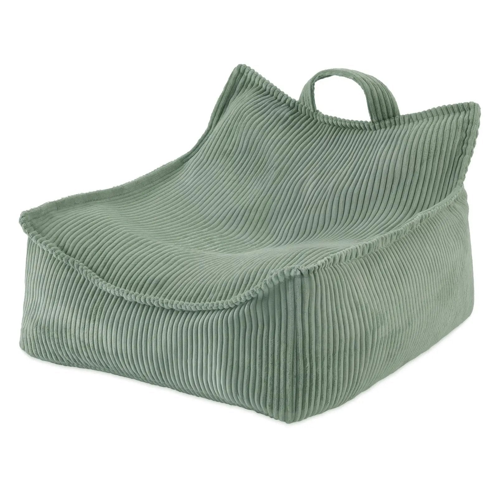 Fauteuil carré Puffy - 77x67x50, vert velours côtelé, pouf - Plush Nest by Misioo