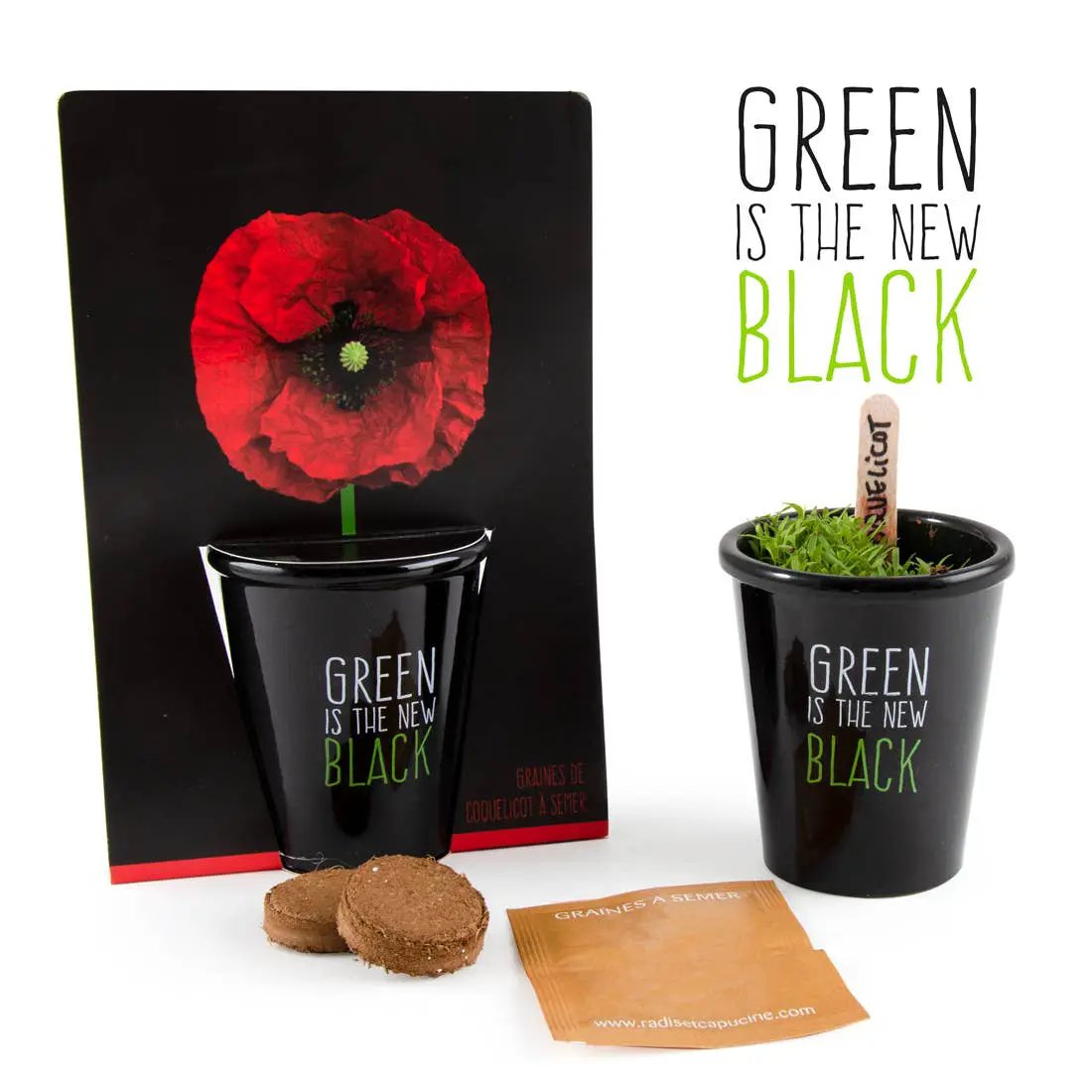 Gamme black - Coquelicot - Kit créatif de jardinage Enfant by Radis Et Capucine