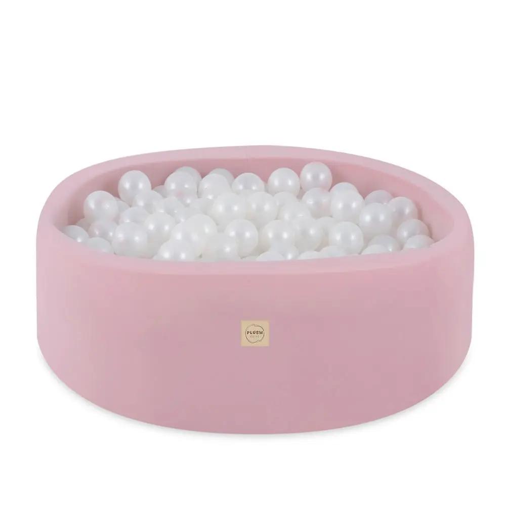 Piscine à balles - ronde 90x30 cm, coton rose - Plush Nest - Misioo by Misioo