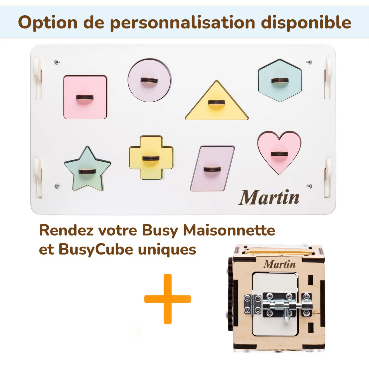 Ensemble Maisonnette et Cube interactif - blanc/pastel, bois Natura, 12 à 18 mois - BusyKids - myplayground