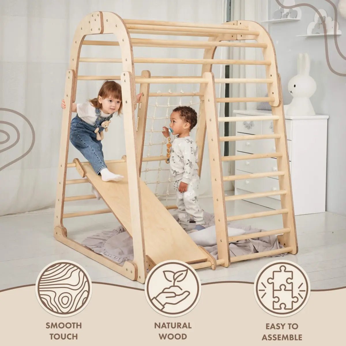 Indoor Wooden Playground for Children - 6in1 Playground + Swings Set + Slide Board - myplayground