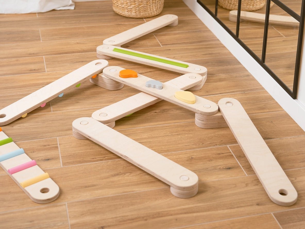 Ensemble de Poutres d'Équilibre en Bois - 8 Poutres, Poutre d'Équilibre à Double Face - Jeu de Motricité Enfant - Happymoon by HappyMoon