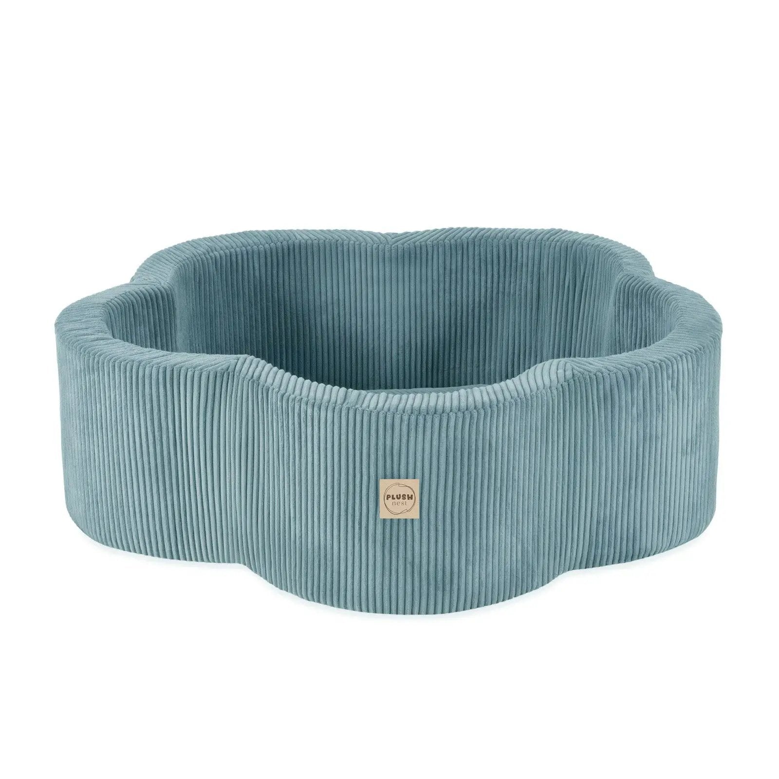 Piscine à balles, 95x30, bleu, velours côtelé premium, Floral Fun Zone (+ 200 boules perle, perle menthe, argent) - Plush nest - Misioo by Misioo