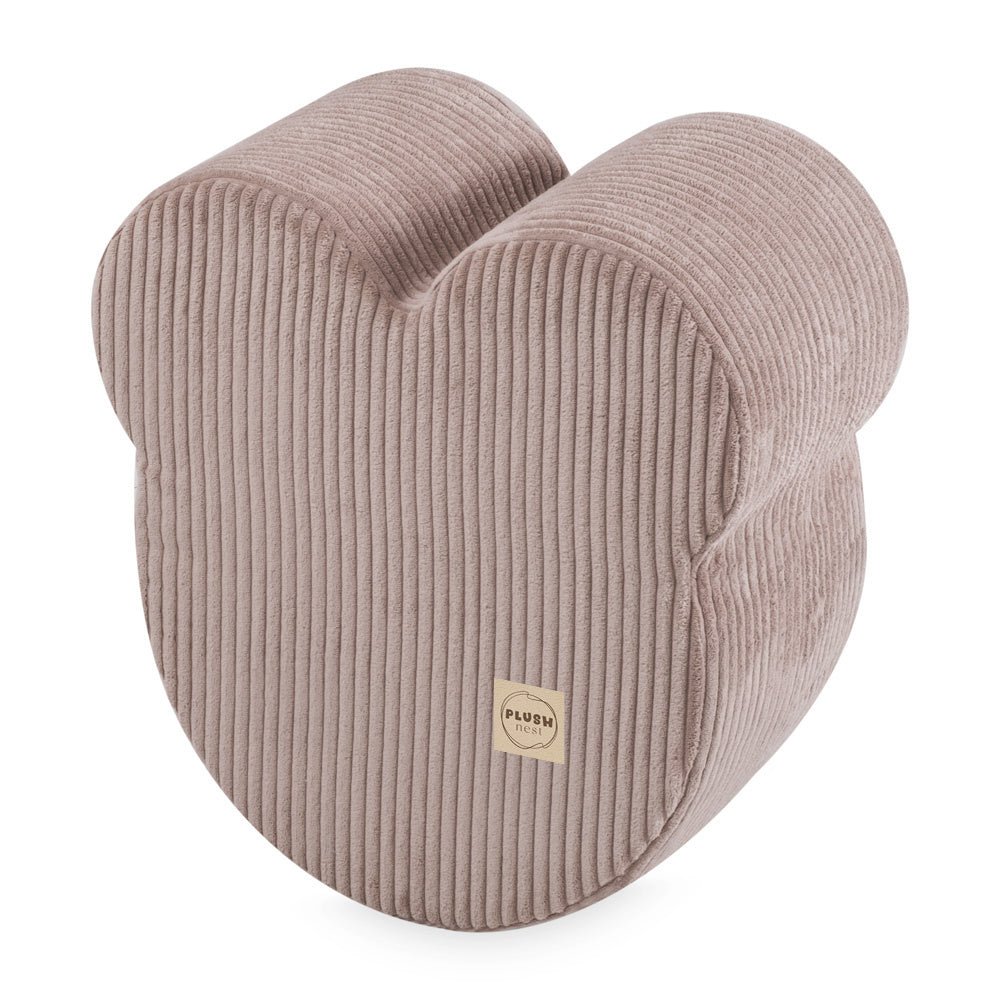 Pouf ourson 46x25 cm - Velours côtelé beige premium - Plush Nest by Misioo