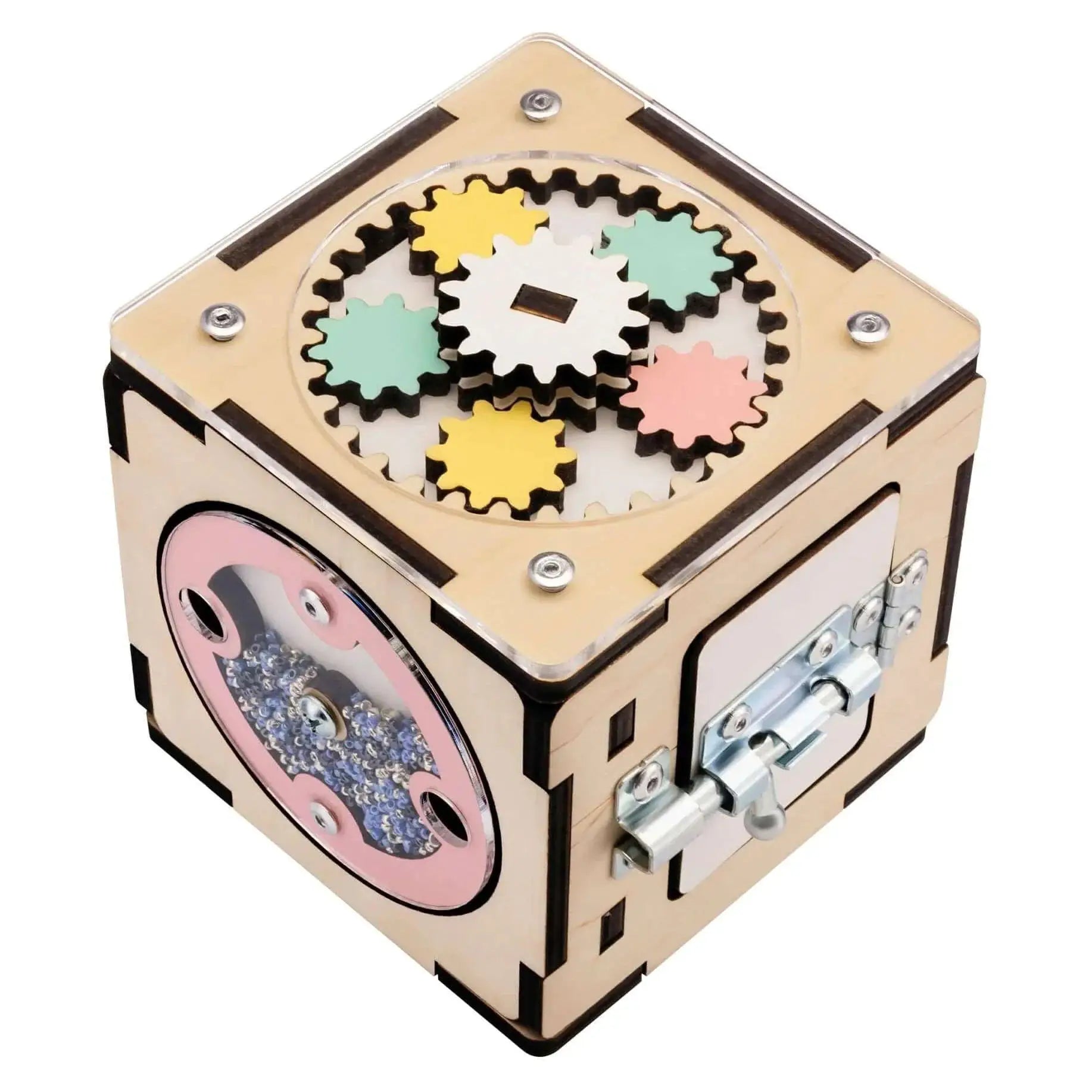 Ensemble Maisonnette et Cube Interactif - menthe, bois natura, 12 à 18 mois - BusyKids by BusyKids