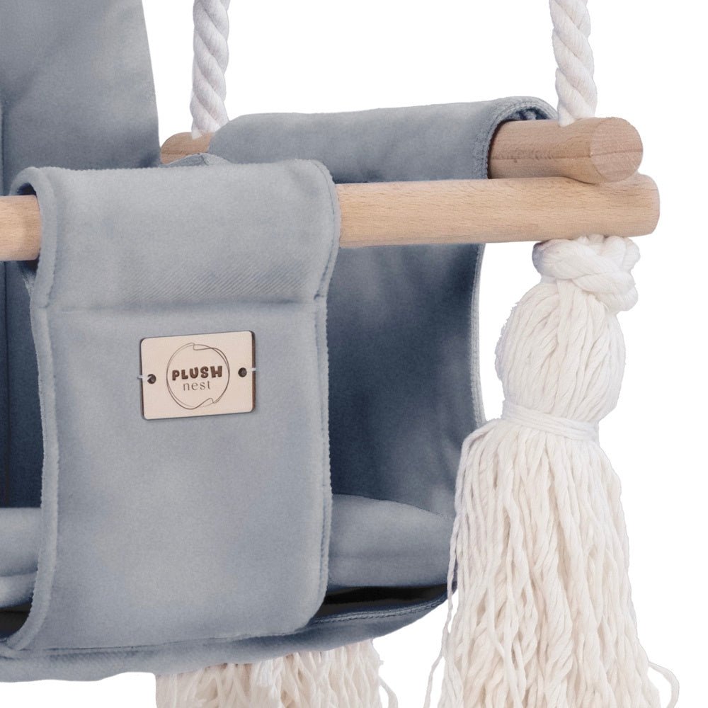 Balançoire Ourson - Velours gris - Plush Nest - myplayground