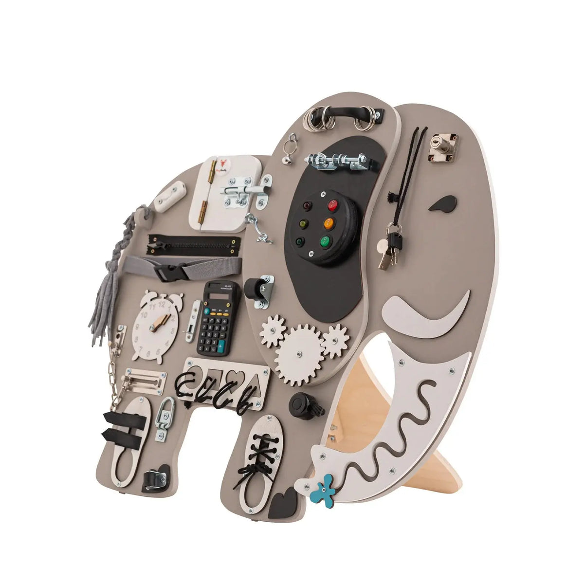 Elephant Kostek Busy Board - Planche sensorielle - Jeu de motricite fine pour enfant (3 ans et +) by FoxyFamily