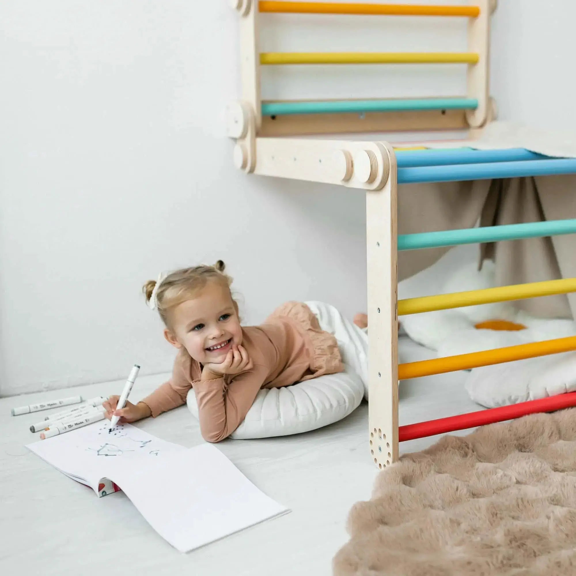 Fixations Murales pour l'ensemble d’escalade - bois naturel, 18 à 24 mois - BusyKids by BusyKids