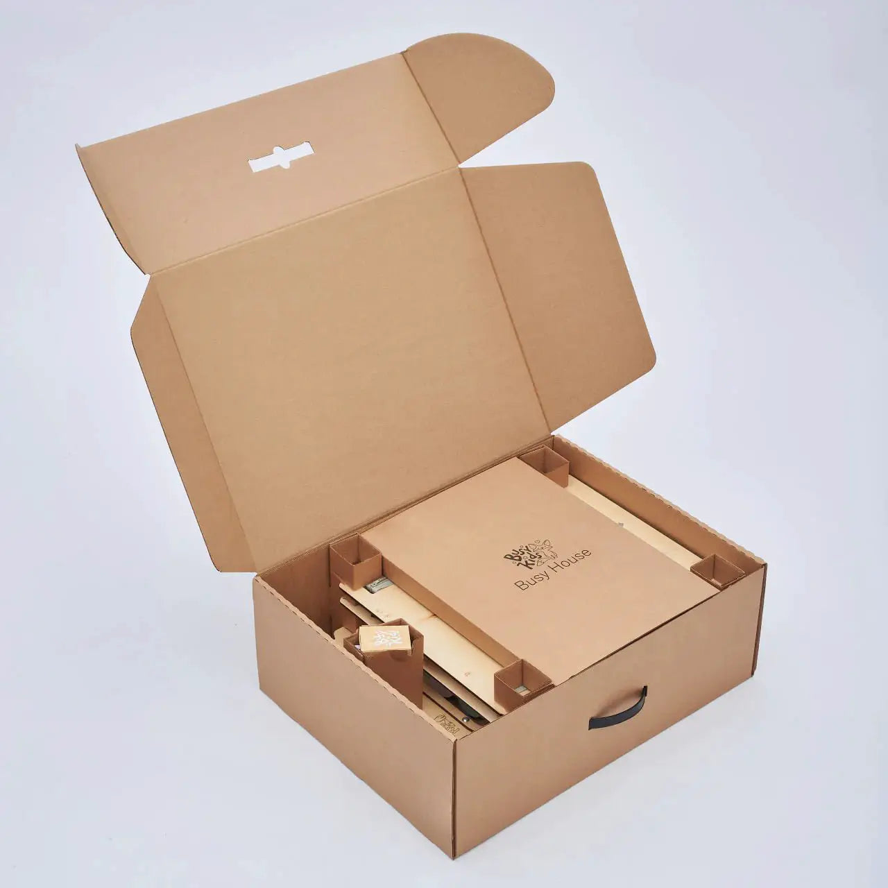 Ensemble Maisonnette et Cube Interactif - menthe, bois natura, 12 à 18 mois - BusyKids by BusyKids
