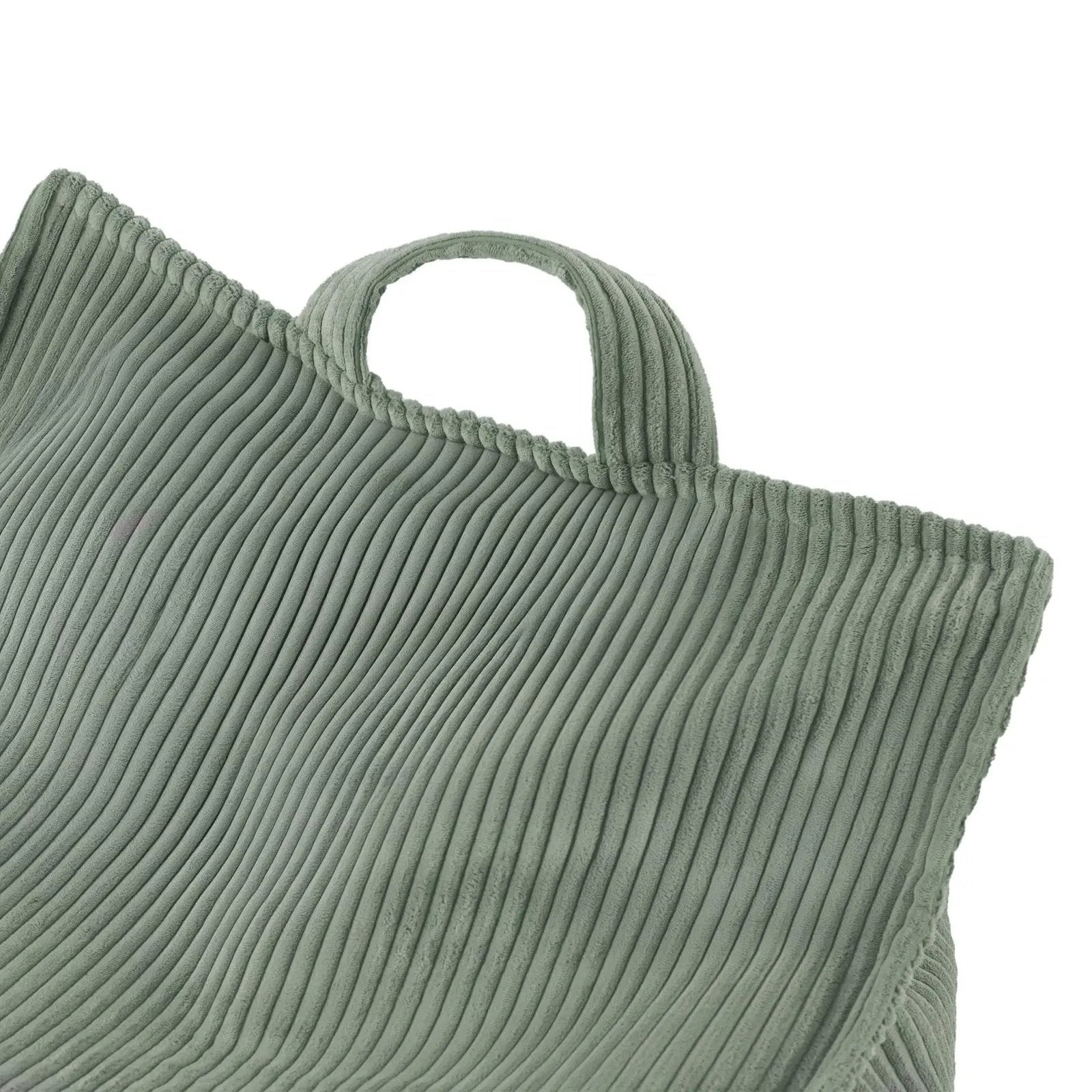 Fauteuil carré Puffy - 77x67x50, vert velours côtelé, pouf - Plush Nest by Misioo