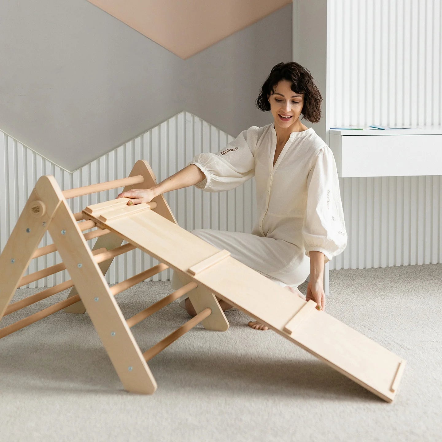 Ensemble Triangle Pikler et Planche à Double Face - Couleur Nature, Bois Natura, 12 à 18 mois - BusyKids - myplayground