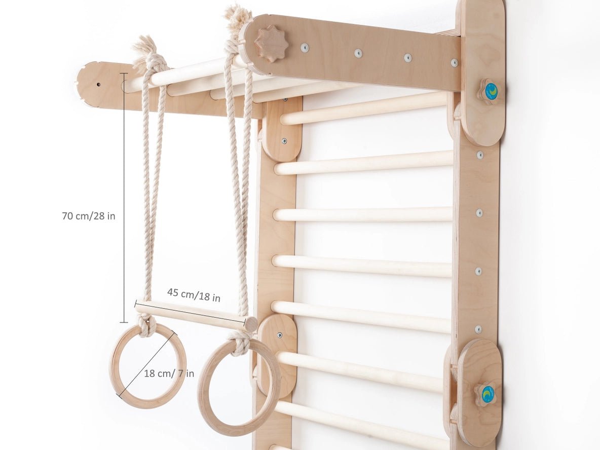 Anneaux de Gym et Barre Trapézoïdale Happymoon - Équipement de Gymnastique - Jeu de motricité enfant - Happymoon - myplayground