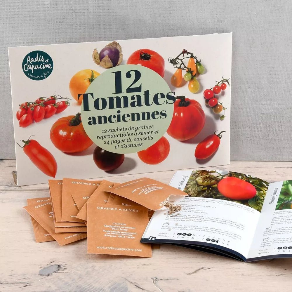 Enveloppe de 12 sachets - Tomates anciennes - Radis et Capucine - myplayground