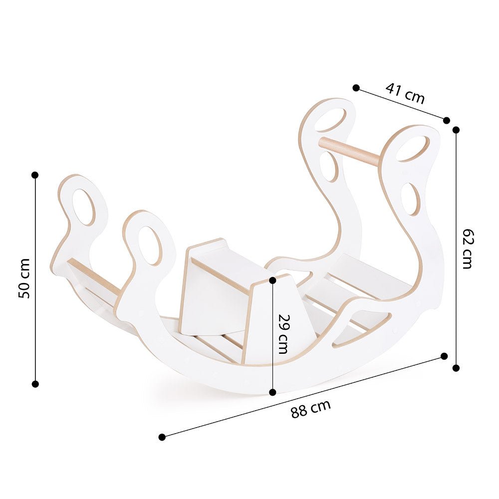Bascule avec banc pour enfants - Bois blanc, bascule en bois, jouet à bascule - Plush Nest - myplayground