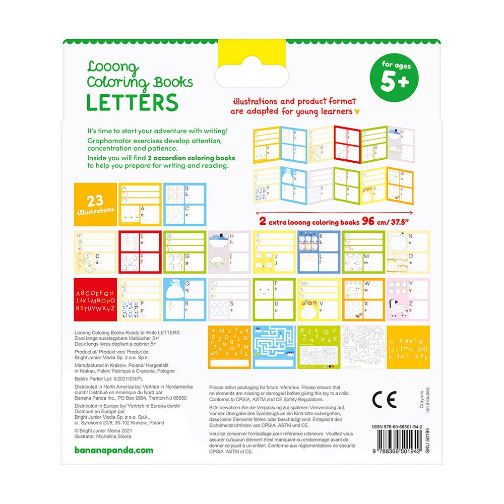 Livres de Coloriage Looong Prêts à Écrire - Lettres - Banana Panda - myplayground