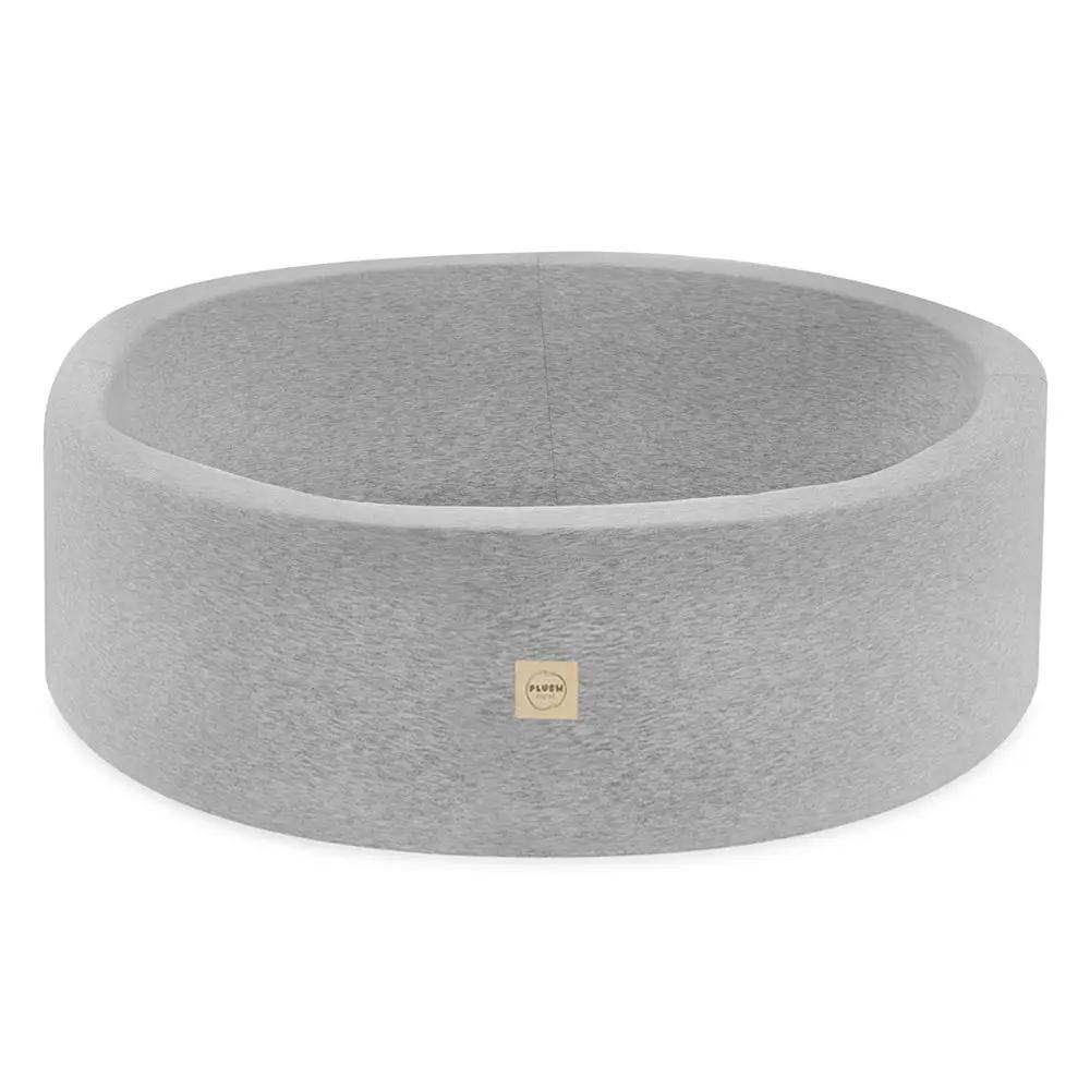 Piscine à balles - ronde 90x30 cm, gris clair, coton (+ 200 boules perle rose clair, argent, perle) -Plush Nest- Misioo by Misioo