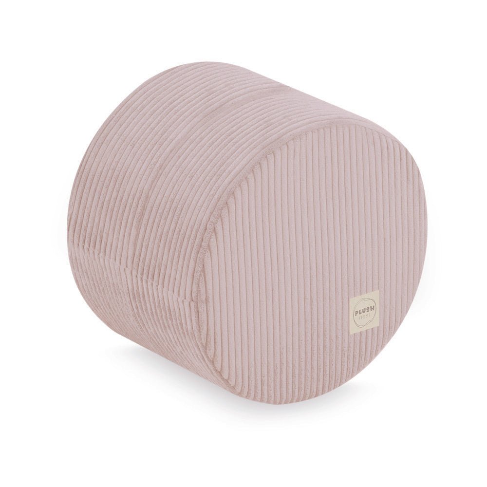 Pouf rond 40x30 cm - Velours côtelé rose clair premium, coussin de sol - Plush Nest - myplayground