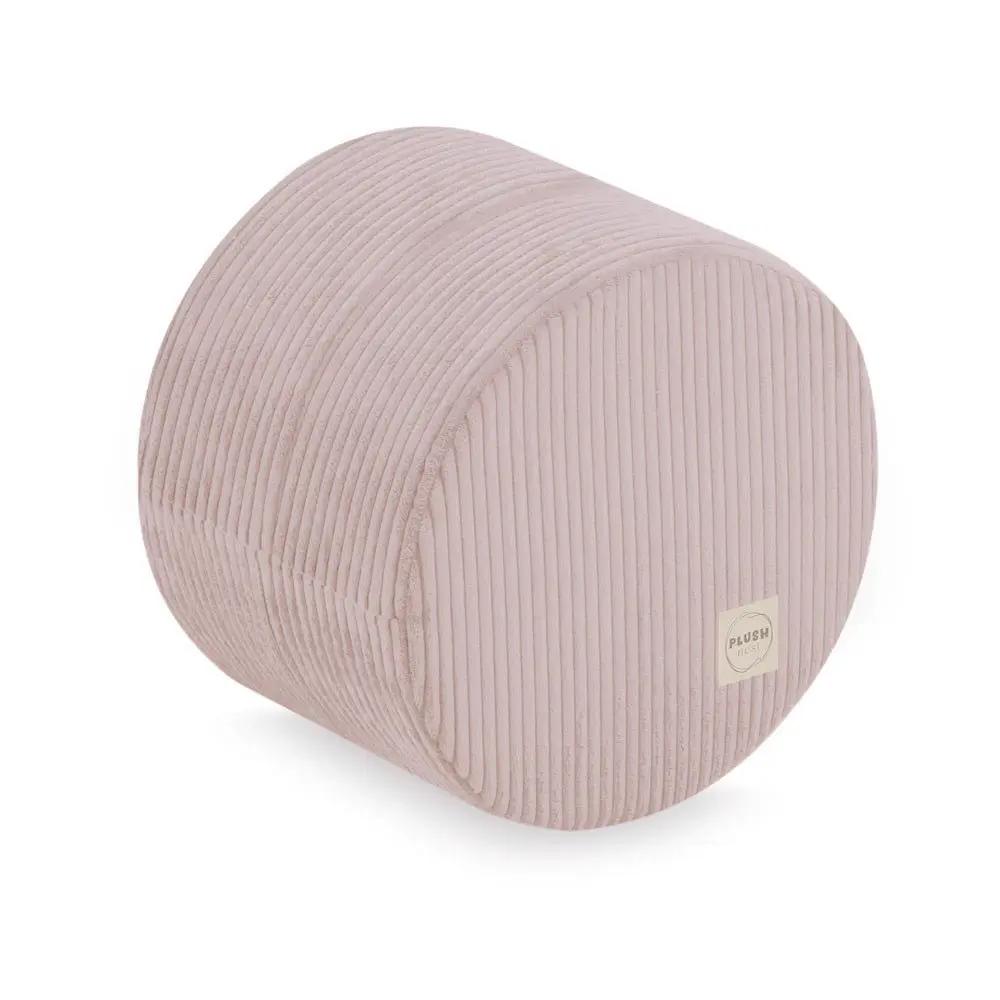 Pouf rond 40x30 cm - Velours côtelé rose clair premium, coussin de sol- Plush Nest by Misioo