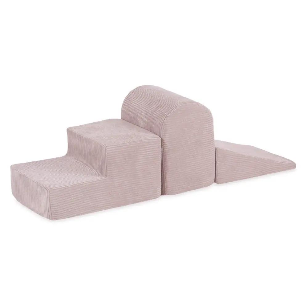 Terrain de jeu 3 éléments – Velours côtelé rose clair premium – Plush Nest by Misioo