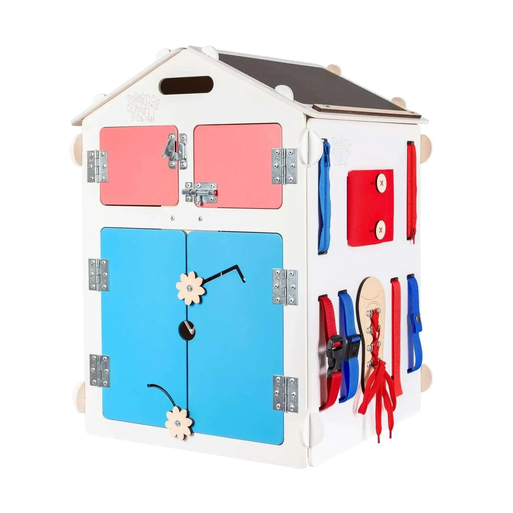 Ensemble Maisonnette Blanche et Cube Interactif - Bois Natura, 12 à 18 mois - BusyKids by BusyKids