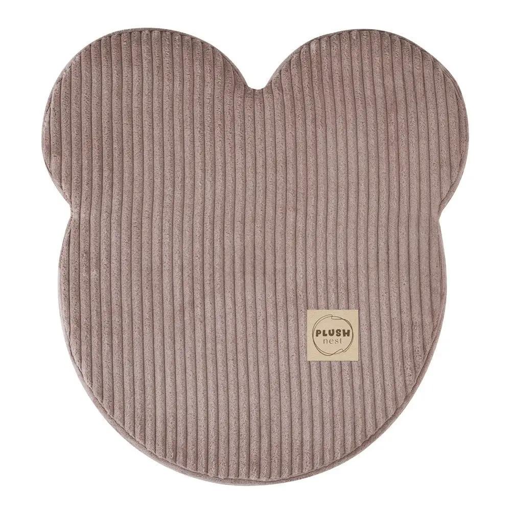 Pouf ourson 46x25 cm - Velours côtelé beige premium - Plush Nest by Misioo