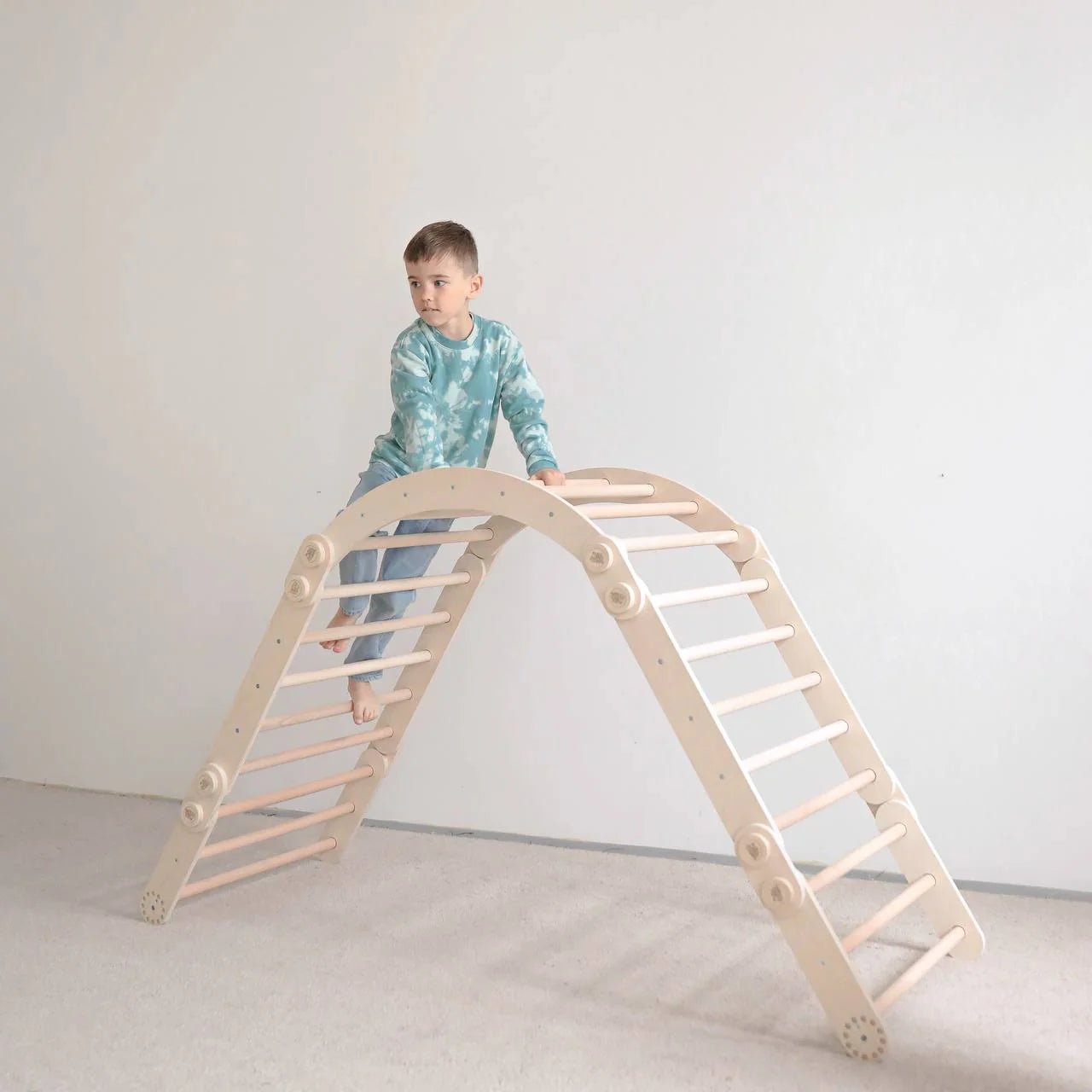 Ensemble d’escalade inclinable (set L avec Rocker) - bois brut (non verni), 18 à 24 mois - BusyKids - myplayground