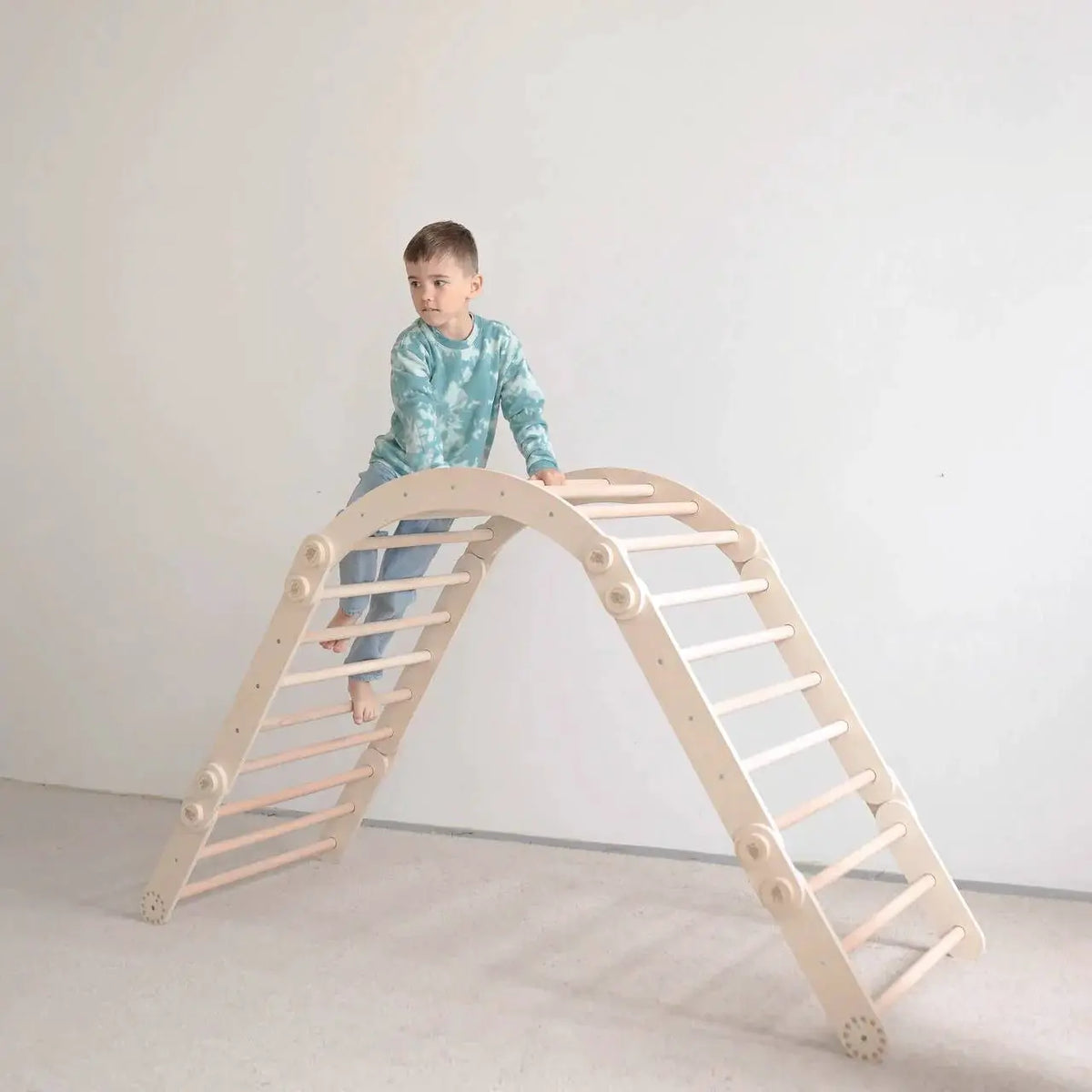 Ensemble d’escalade inclinable (set L avec Rocker) - bois brut (non verni), 18 à 24 mois - BusyKids by BusyKids