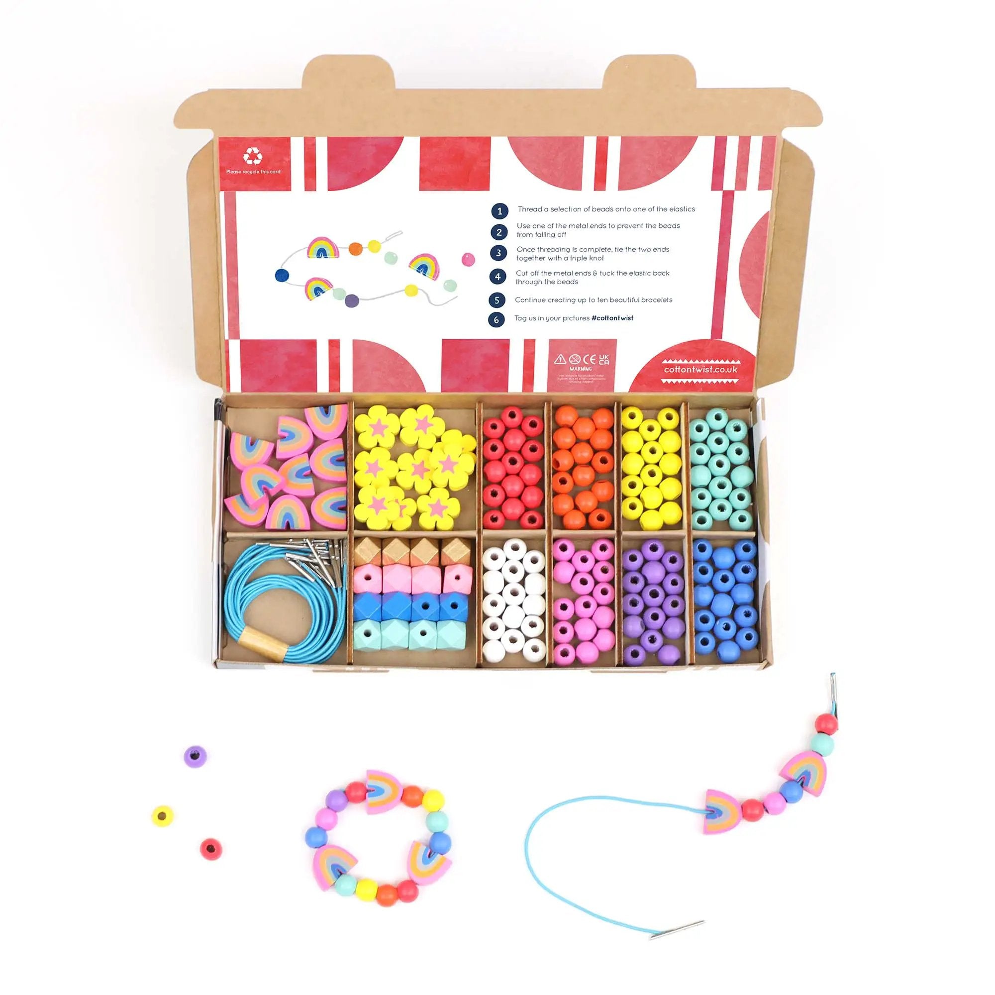 Kit de fabrication de bracelets arc-en-ciel et fleurs by Cotton Twist