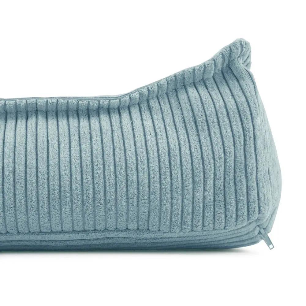 Pouf 60x60 cm - Coussin de sol, velours côtelé bleu premium - Plush Nest by Misioo