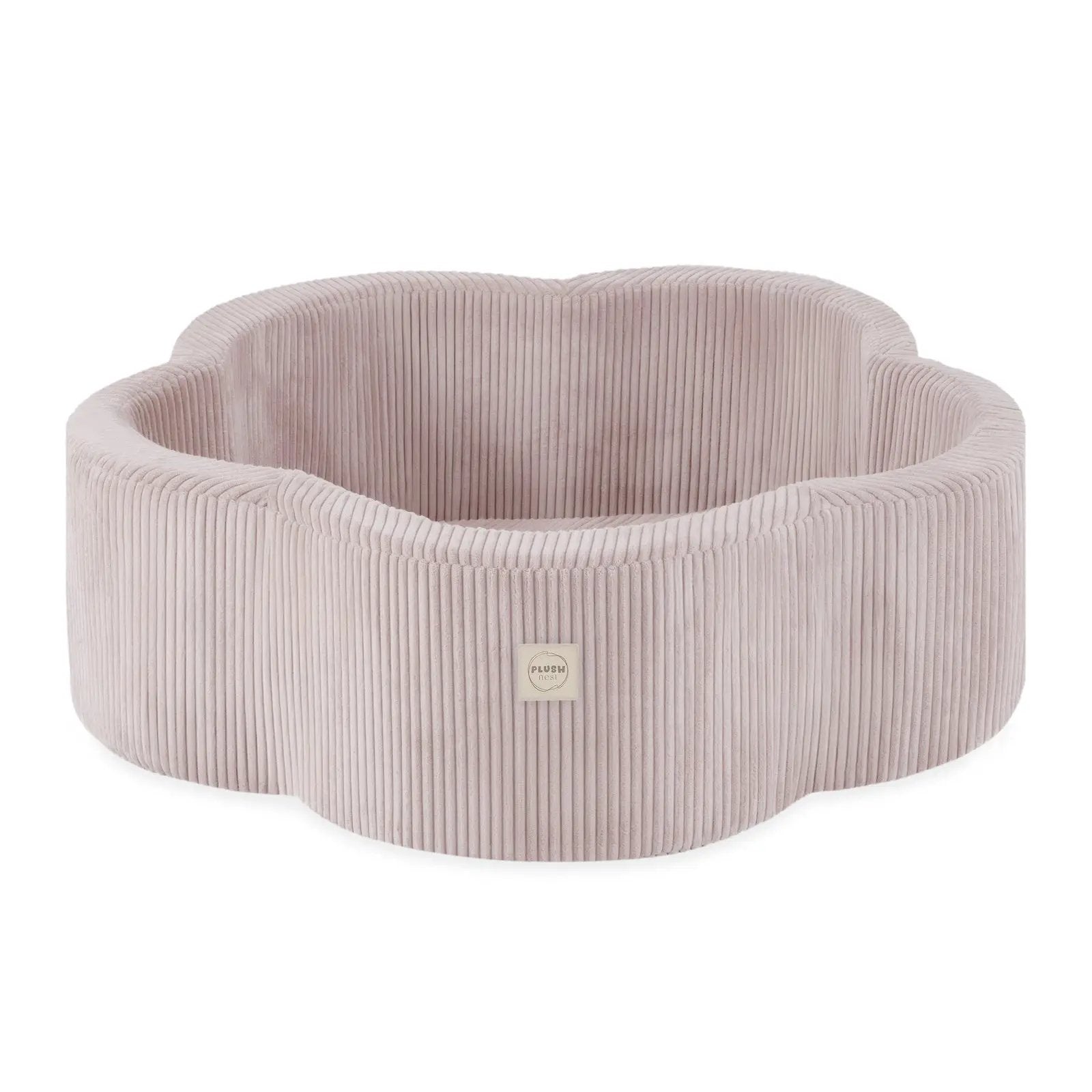Piscine à balles avec tapis, 95x30, rose clair, velours côtelé premium, Floral Fun Zone (+ 200 boules perle, perle rose clair, or) -Plush nest - Misioo by Misioo